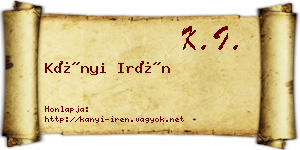 Kányi Irén névjegykártya